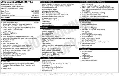 2026 Kia Carnival Hybrid EX