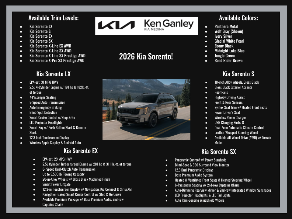 2026 Kia Sorento X-Line EX