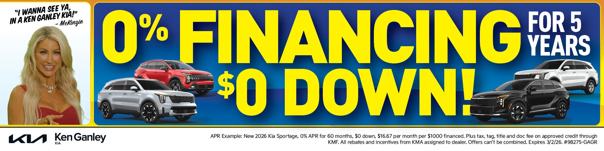 0% Financing for 5 Years, $0 Down