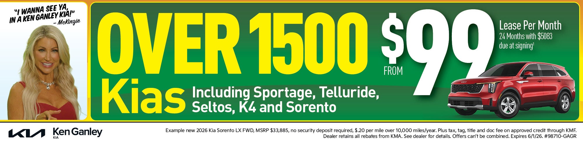 OVER 1500 Kias from $99 lease per month
