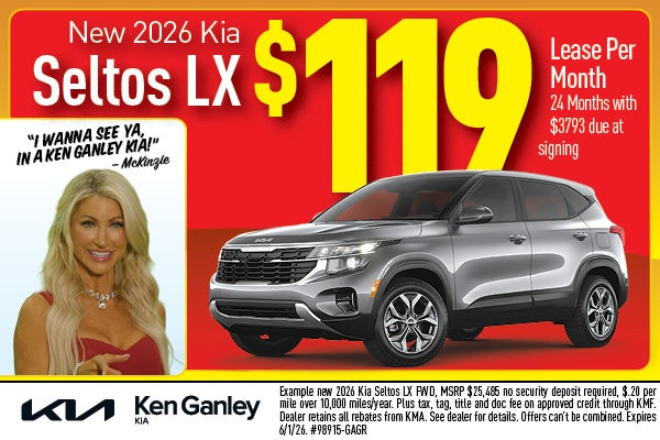 New 2026 Kia Seltos LX $119 lease per month